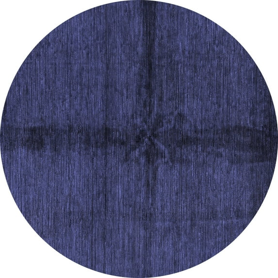 Ahgly Company Machine Washable Indoor Round Abstract Blue Modern Area Rugs, 3' Round