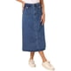 thumbnail image 4 of Faldas de mezclilla para mujer Inspire Chic, de cintura alta, en línea A, faldas de jean casuales con bolsillos, azul medio M, 4 of 6