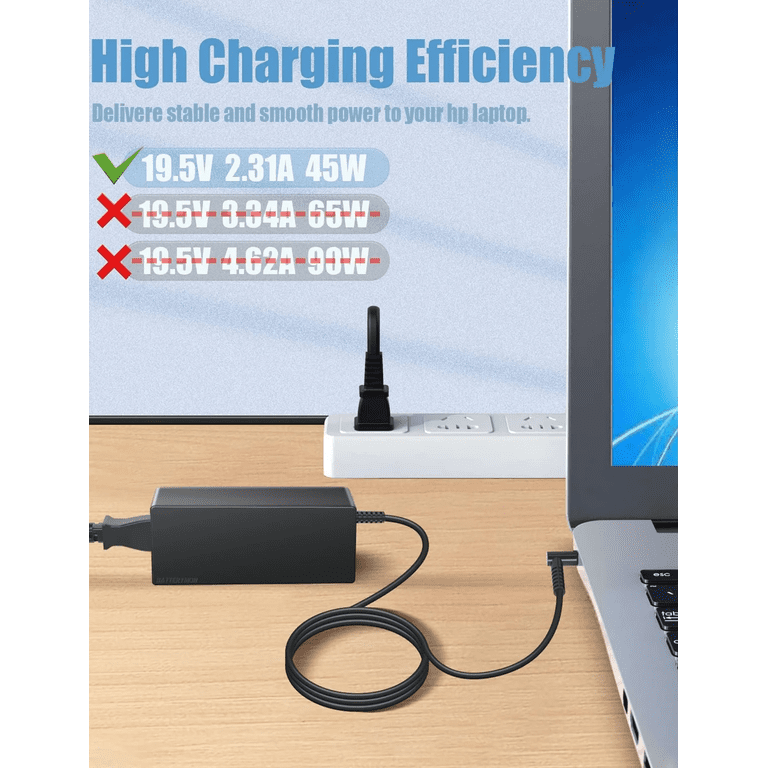 TAIFU 19,5V 45W Caricabatteria da Auto per Notebook HP Stream 11 13 14, Elitebook Folio, Pavilion 11 13 14 15 17 Touchsmart, Spectre X360 Ultrabook Laptop Alimentatore Caricatore Cavo Alimentazione