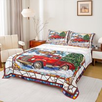 jejeloiu Christmas Tree Twin Sheet Sets,Xmas Theme Twin Fitted Sheet,Colorful Stone Print Flat Sheet For Teens,Microfiber Bedroom Decor,3 Pieces