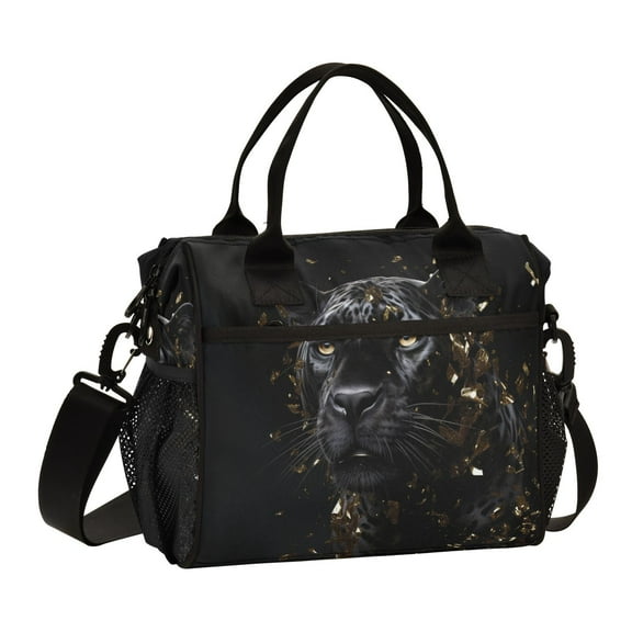 Leopard Cheetah Black Cooler Bag Lunch Bag Soft Cooler Cooling Tote Insulated Lunch Box for Adult Men Women