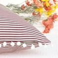 thumbnail image 4 of REGALWOVEN 1 Pair Striped Pillow Cover with Pom Pom Fringe for Home Decor Cushion Case Red 18" x 18", 4 of 6
