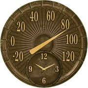 Springfield, 18" Cast Aluminum Thermometer with Clock