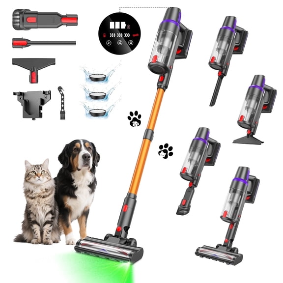 TechRise Basic 500W 45kPa Cordless Vacuum Cleaner, Lightweight with 60 Min Runtime for Home and Pet Hair