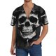 thumbnail image 1 of Fotbe Black White Hat Skull Camisa Estampada de Manga Corta para Hombre, Casual de Verano, Estilo Playero, Sin Arrugas-Large, 1 of 5