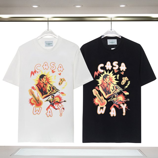 Casablanca 23 Primavera y novedad de verano estilo Fantasy Gate Starry Sky Castle casa letra logo camiseta de manga corta para parejas8313 blanco