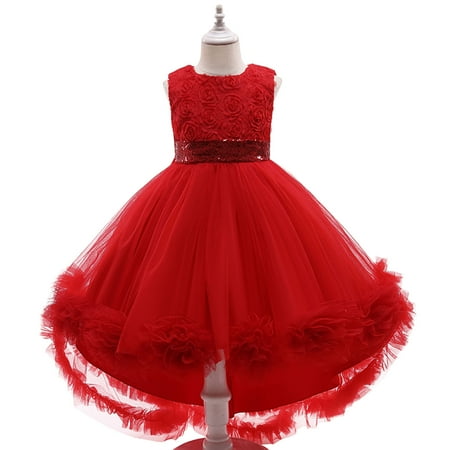 

Tejiojio Girls and Toddlers Soft Cotton Clearance Toddler Girls Dress Net Yarn Bowknot Birthday Party Flowers Gown Kids Dresses