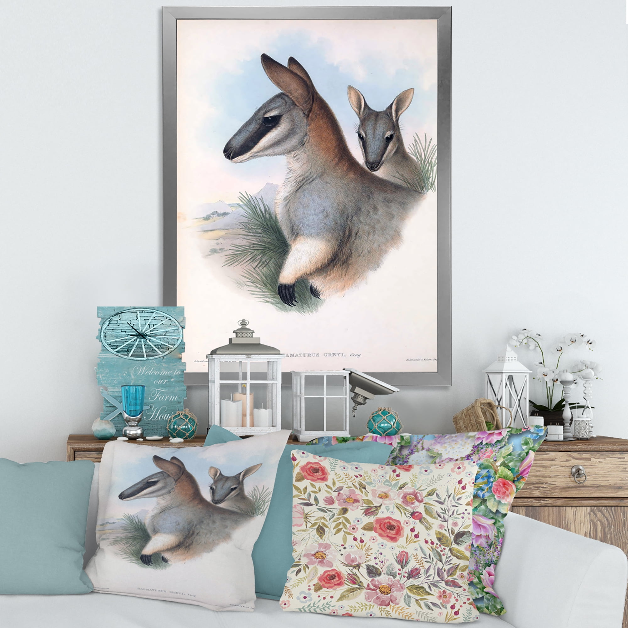 Designart 'Ancient Kangaroo' Farmhouse Framed Art Print