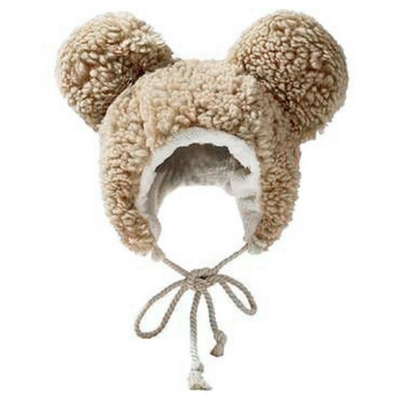 Sofullue Lamb Wool Cap lei Feng Hat Cute Soft Plush Bear Ear Hat Winter Furly Solid Color