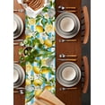 thumbnail image 2 of ERUNPONLY Summer Lemon Table Runner - 90 Inch Long Yellow Green Watercolor Botanical Aqua Striped Cotton Linen Blended Dress Scarves Farmhouse Table Runner for Kitchen Dining, Coffee Table, 13"x90", 2 of 8