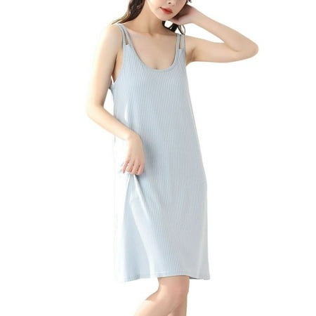 Defitshape Women s Chemise Nightgwn Lingerie Sleep Slip Dress Lounging Loungewear Midi Modal Sleeping Classic Night Dress Lounge Nightshirt Light Blue X-Large