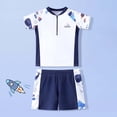 thumbnail image 5 of uikmnh Boys 2 Piece Short Sleeve Rash Guard Swim Set & Swim Shorts Size:7-8 Years, 5 of 9