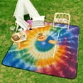 thumbnail image 6 of Colorful Tie Dye Vortex Waterproof Picnic Blanket with Foldable Zipper, Suitable for Outdoor Use, Suitable for Travel, Camping, Beaches, Parks, Grasslands, Picnic Blanket Accessories, 6 of 7