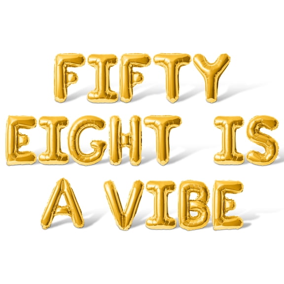 Letter Balloons - FIFTY EIGHT IS A VIBE 16" Inch Alphabet Letters Foil Mylar Balloon 58th Birthday Party Banner (Gold)