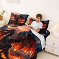 thumbnail image 3 of Feelyou Black Red Dragon Full Size Sheets for Boys Men Kids, Volcanic Cartoon Animal Bed Sheets, 4pcs, 3 of 5