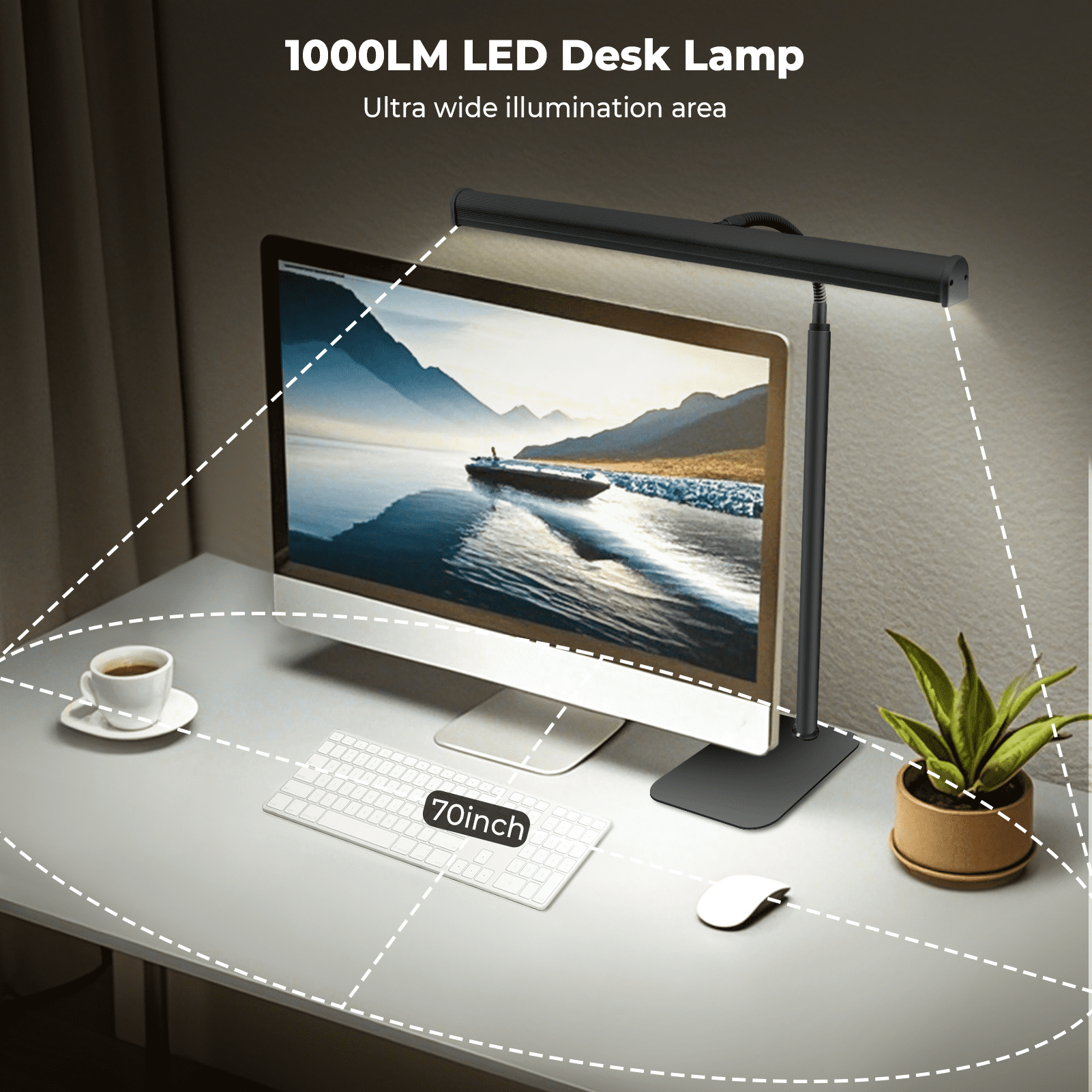 21.5" Adjustable Desk Lamp,Eye-Caring LED Desk Lamp with Memory Function & Anti-Glare, 3 Colors & 10 Brightness Levels, USB Powered Office Light for Home Office/Study/Artwork
