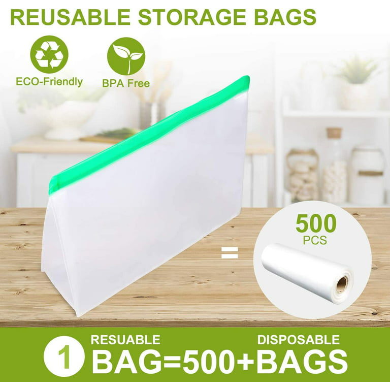 Reusable Storage Bags 5 Pack, BPA Free Reusable Freezer Bags