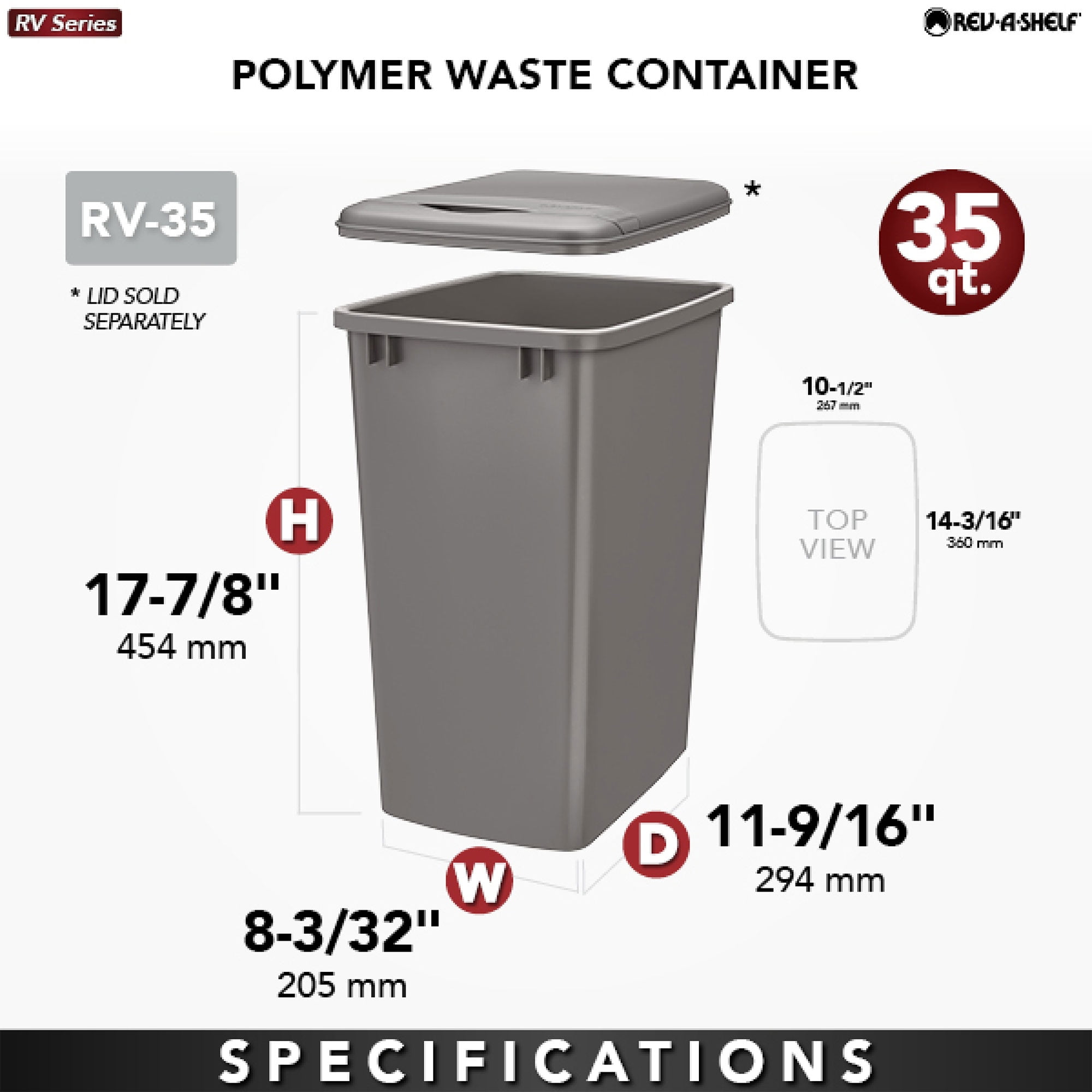 Rev-A-Shelf 35 qt. Replacement Waste Container for Rev-A-Shelf Pullouts, Blue, 2-pack