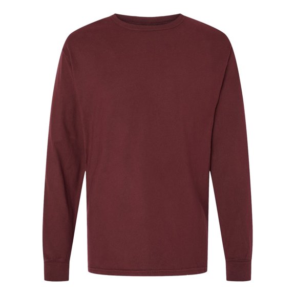 Hanes Mens ComfortWash Garment Dyed Long Sleeve Tee, L, Maroon