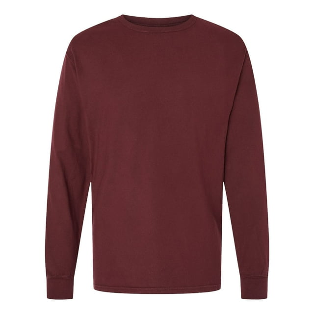 Hanes Mens ComfortWash Garment Dyed Long Sleeve Tee, 2XL, Maroon