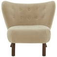 thumbnail image 2 of SAFAVIEH Couture Gabriel Modern Faux Lamb Wool Solid Wingback Chair, Tan/Dark Brown, 2 of 9