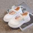thumbnail image 3 of Viluyesy Girls Patent Leather Shoes Girls Flats Pearl Bow Princess Flats, Non Slip Soft Sole Performance Shoes Beige Size 10.5 Little Kid, 3 of 8