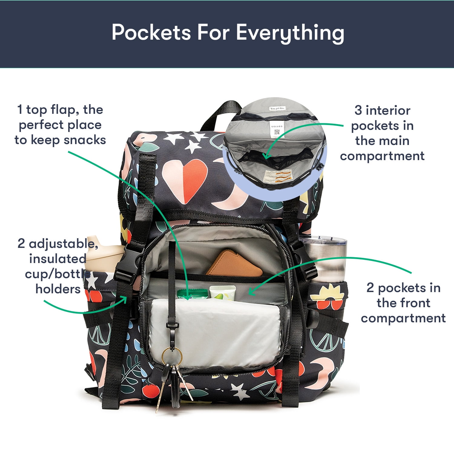 Colugo Parent Diaper Backpack, Park Icon
