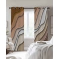 thumbnail image 3 of Brown Ombre Blackout Curtains 96 Inches Long, Modern Geometric Abstract Aesthetic Cream Thermal Insulated Black Out Curtains, Darkening Window Curtain Drapes for Bedroom Living Room 52"x96" 2 Panels, 3 of 8