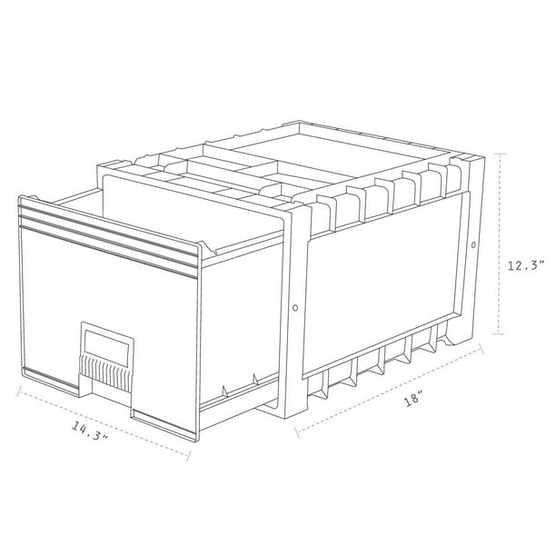 Boîte de Rangement pour Archives en Plastique avec Couvercle, Format Lettre, Tiroir de 18 Pouces, Gris