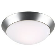 Possini Euro Design Modern Ceiling Light Flush Mount Fixture 13 Wide Brushed Nickel 2-Light Frosted Glass Dome Shade for Bedroom Kitchen Living Room