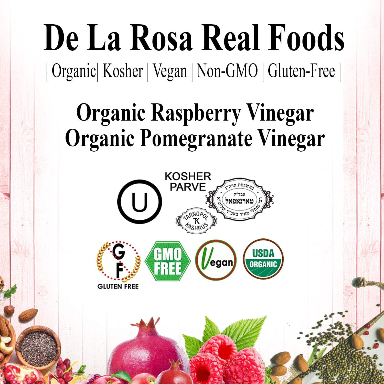 De La Rosa 613 Organic Extra Virgin Olive Oil & White Balsamic Vinegar, Kosher for Passover 16.9 oz (2 Pack)