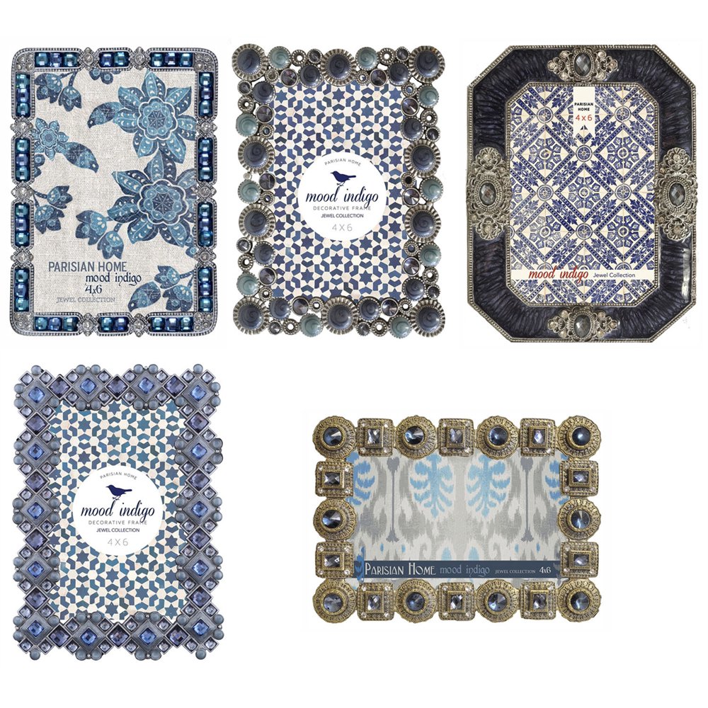 Belle Maison Jeweled and Colored Stones Picture Frame / Photo Frame 4 x 6 (Blue Assorted