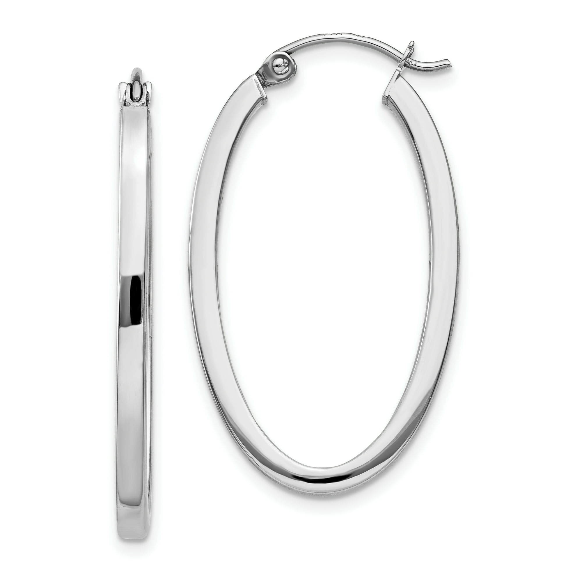14k white gold oval hoop earrings discount