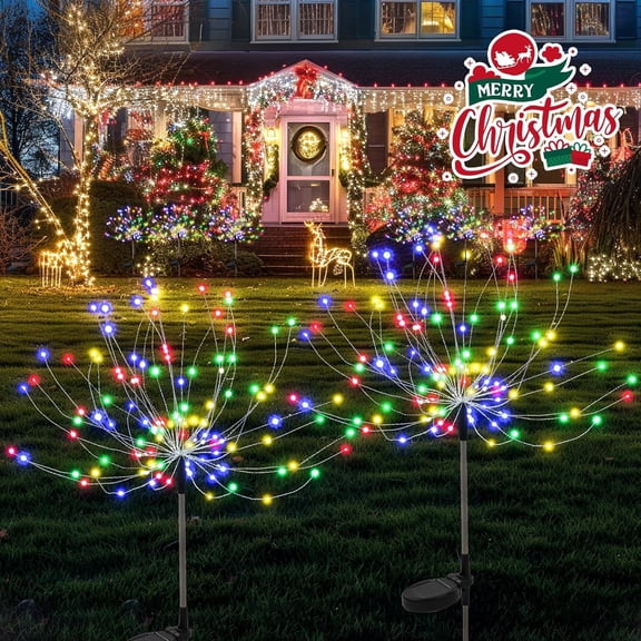 Ustris Garden Decor Solar Lights Outdoor, 120LED Waterproof Colorful Solar Garden Lights for Christmas, Halloween ,New Year Decoration,Yard, Patio, Porch,Flower Pot,Pathway (2Pack)