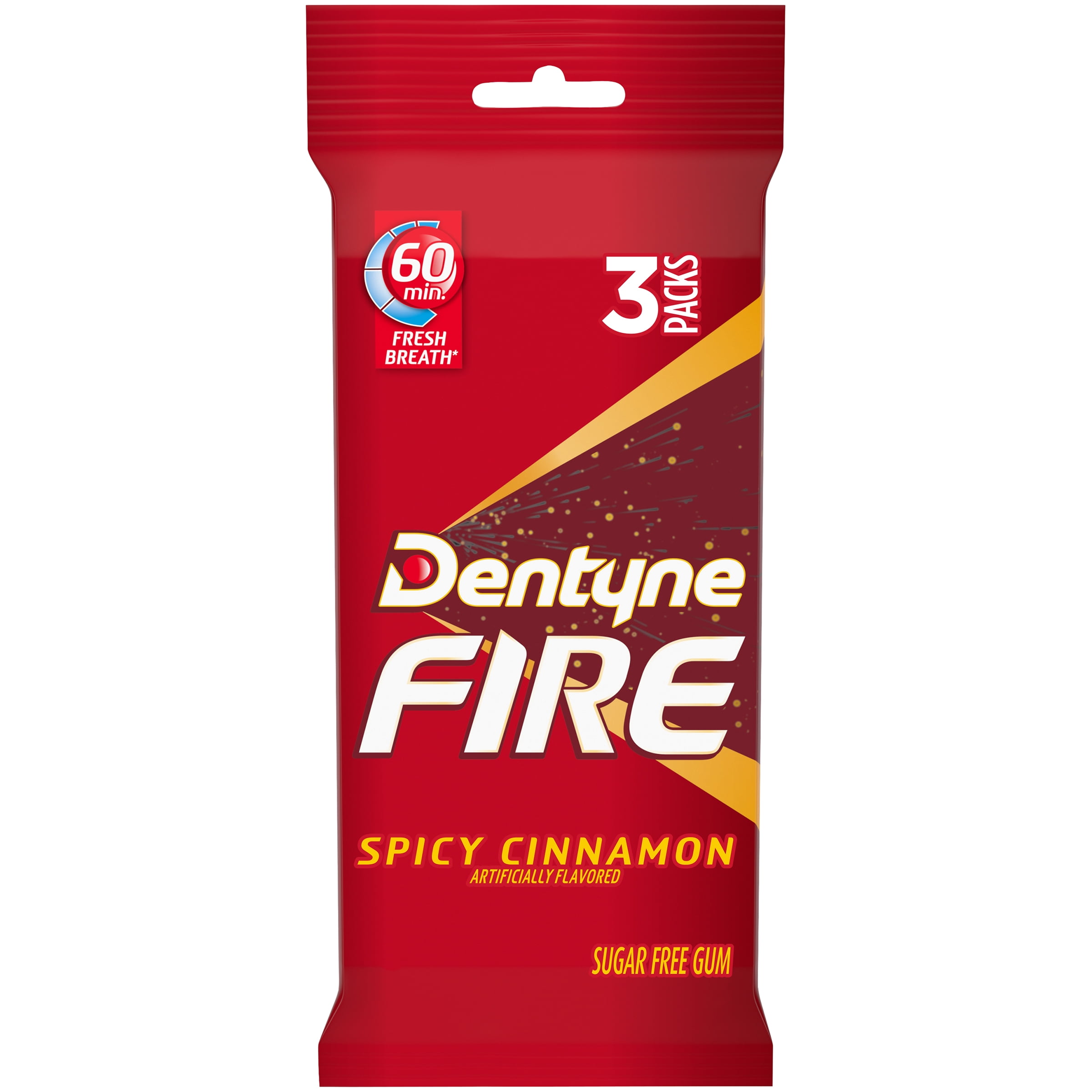 Dentyne Fire Spicy Cinnamon Sugar Free Gum, 3 Packs of 16 Pieces (48