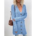 thumbnail image 2 of LAICAIW Womens Cardigan Long Sleeve Cable Knit Sweater Open Front Loose Outwear with Pocket, 2 of 5