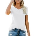 thumbnail image 1 of Birdeem Blouses pour Femmes Mode d'Été pour Femmes T-Shirt à Col en V Uni à Boutons à Manches Courtes, 1 of 10