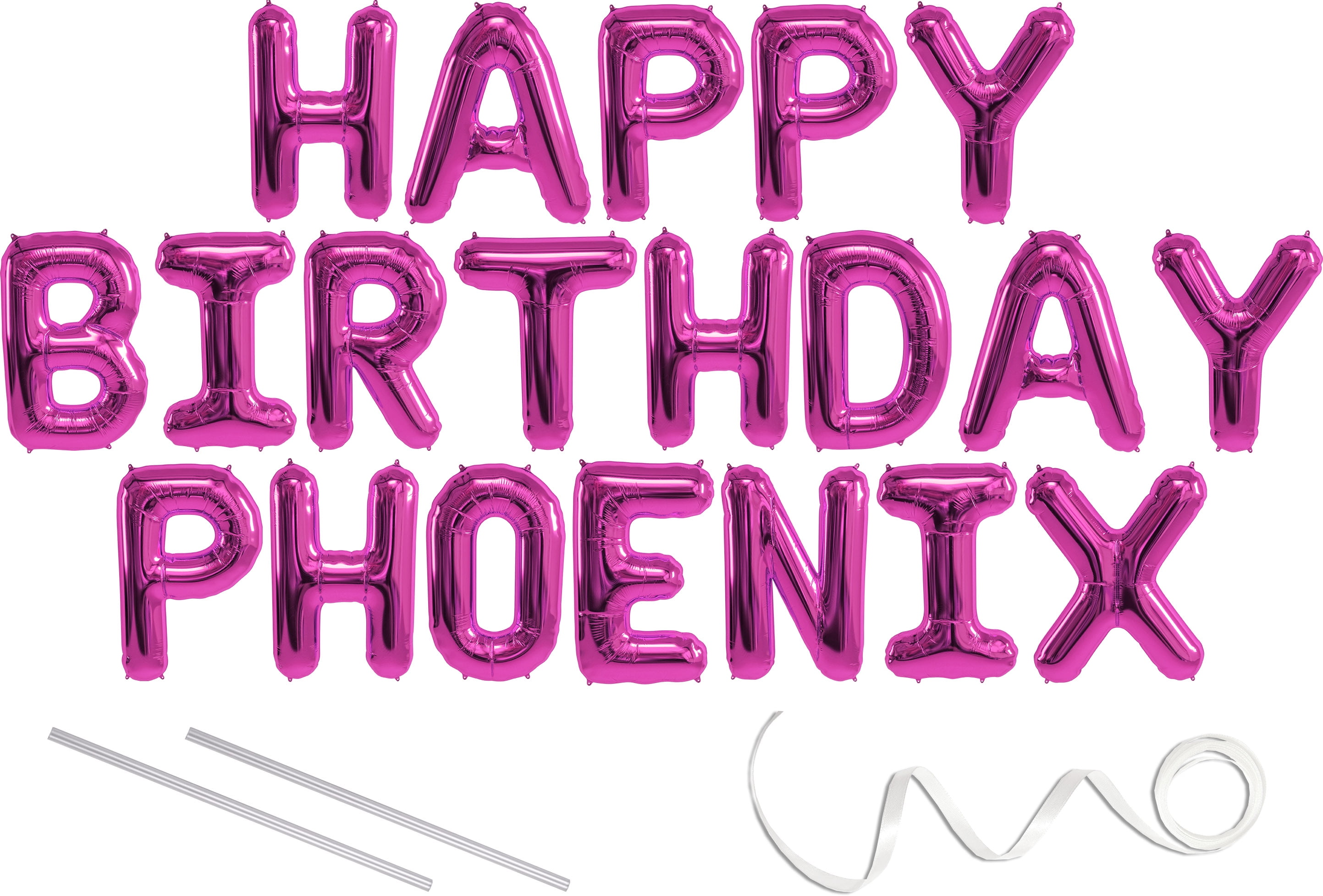 Phoenix, Happy Birthday Mylar Balloon Banner Pink 16 inch Letters