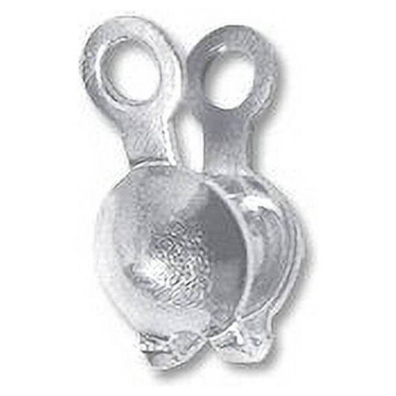 JewelrySupply Clam Shell Bead Tip 3.5mm Cup with Double Loop Sterling Silver (2-Pcs)