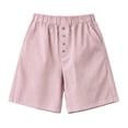 thumbnail image 4 of Cagogo Womens Striped Elastic Waist Shorts Plus Size Cotton Linen Loose Casual Flowy Summer Beach Travel Lounge Shorts with Pockets Comfy Clothing, Red S, 4 of 8