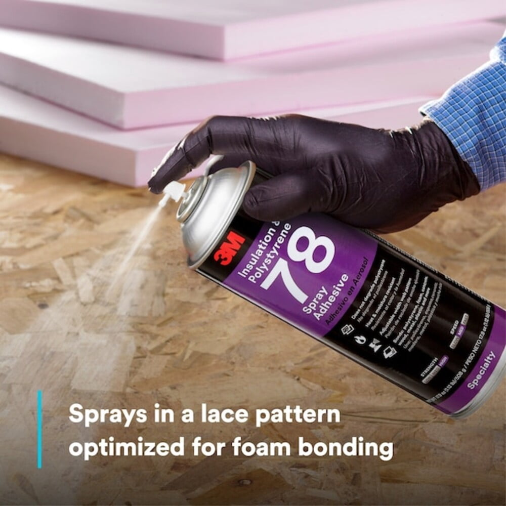 3M Polystyrene Insulation 78 Spray Adhesive Clear Net Wt 17.9 Oz
