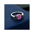 thumbnail image 3 of Gem Stone King 2.37 Ct Oval Pink Created Sapphire Black Onyx 925 Sterling Silver Ring, 3 of 4