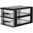 thumbnail image 2 of Plastic Drawer Type Closet Double Layer Storage Cabinet Multifunction Storage Bins Rack Organizer for Office Jewelry Home Container (Black and Transparent), 2 of 8
