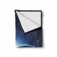 thumbnail image 2 of Earth Soft Flannel Fleece Blanket, Planet from the Space at Night Galactic Astronomy Themed Ethereal Interstellar Image, Cozy Plush for Indoor and Outdoor Use, 50" x 70", Dark Blue, by Ambesonne, 2 of 6
