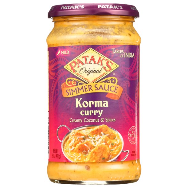 Pataks Simmer Sauce Korma Curry Mild, 15 Oz