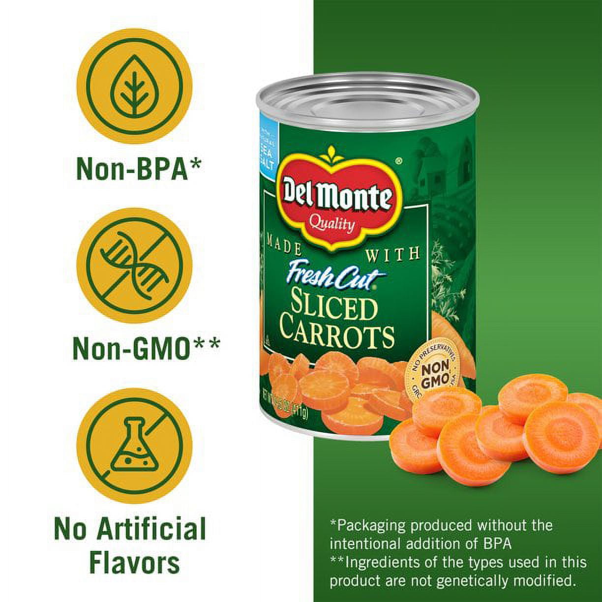 Del Monte Sliced Carrots, Canned Vegetables, 14.5 oz Can, Quantity of 12