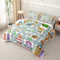 thumbnail image 3 of Erosebridal Cartoon Town Map Quilt King,City Building Vehicle King Coverlet Set For Boys,3pcs, 3 of 7
