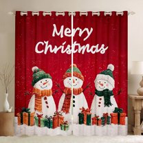 Castle Fairy Xmas Snowman Blackout Curtains Set of 2 (52x84 Each) for Teens Girls Boys,Merry Christmas Window Curtains,Happy New Year Curtains and Drapes,Super Cozy Room Decor