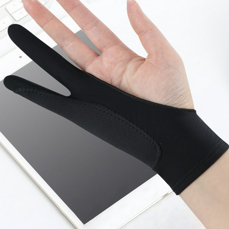 Travelwant 1 Pcs Drawing Glove for Digital Drawing Tablet, iPad Smudge  Guard, Two-Finger, Reduces Friction, Elastic Lycra, Good for Right and Left