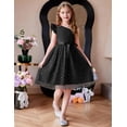 thumbnail image 4 of Oudiya Girls Spring One Shoulder Dresses Ruffle Sleeveless Formal Birthday Party Tulle Belted Dress for Kids 4-12Y, 4 of 8